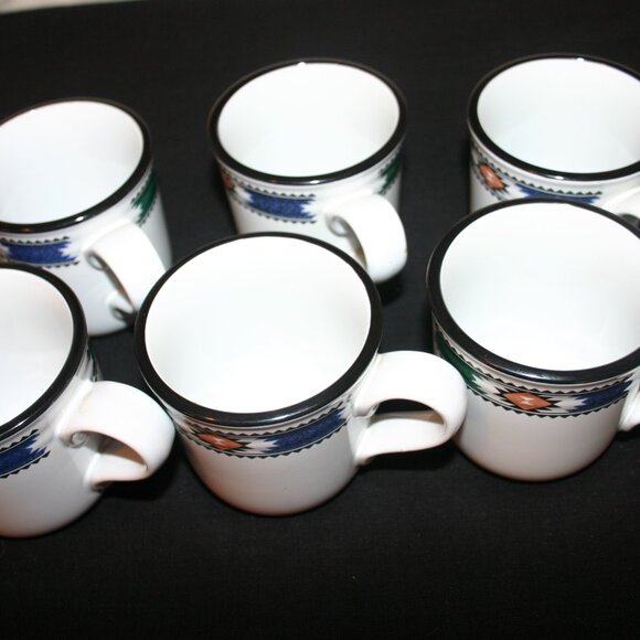 Noritake Stoneware Southwest Style Coffee Mugs Set of 6 'Kachina 8458' B-157 - Picture 3 of 6